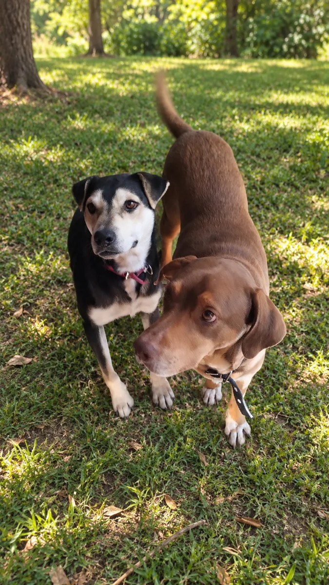 Choco y Nala juntos en la naturaleza