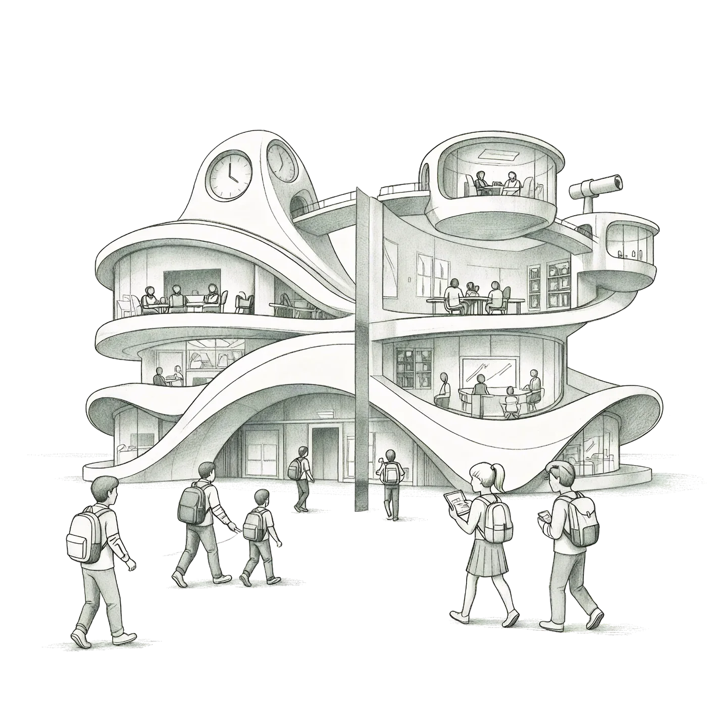Ilustración original de la escuela en Multifaceticidad